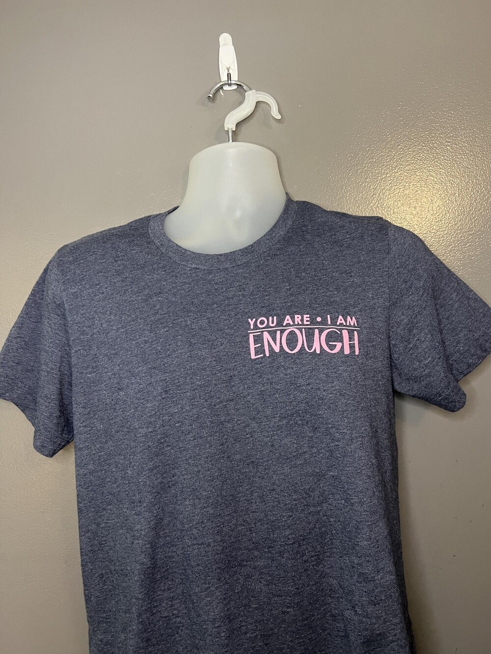 You Are I Am Enough Bella + Canvas Shirt Mens Medium Gray Graphic Tee Quote